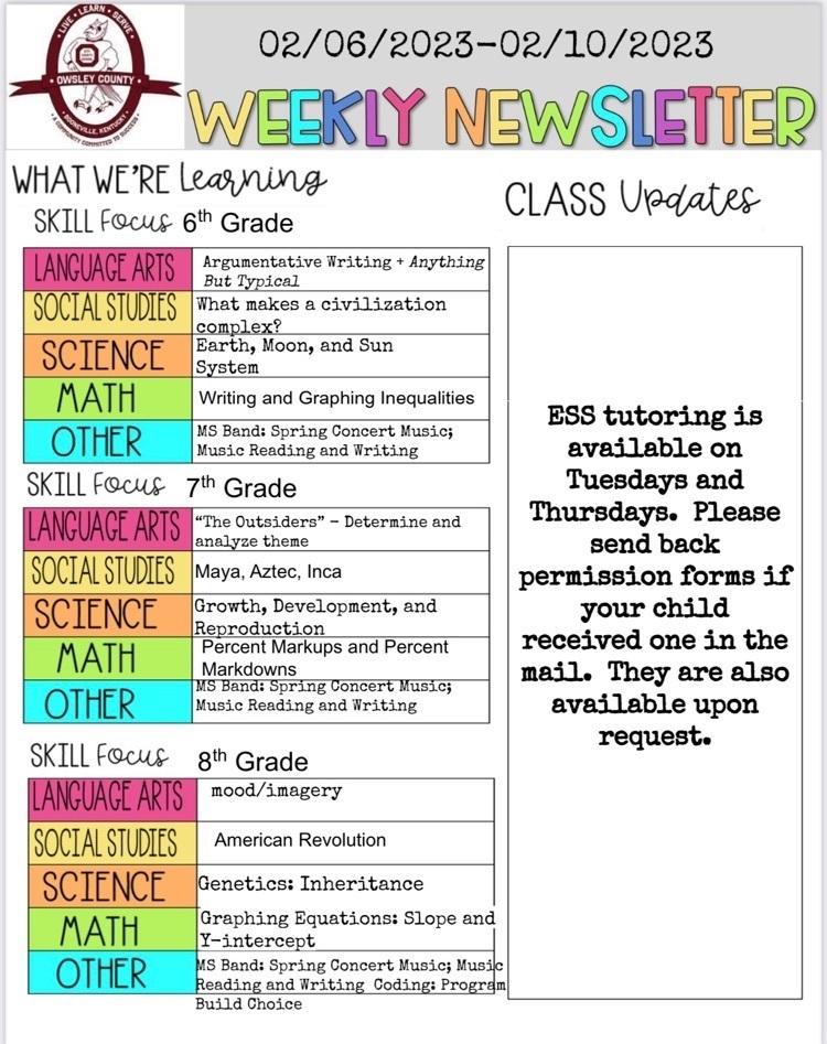 OCMS Weekly Newsletter