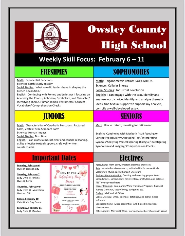 OCHS Weekly Skill Focus