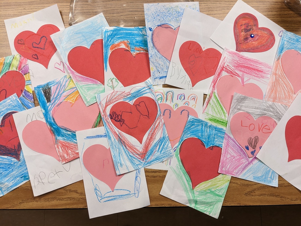 Making Valentines for senior citizens