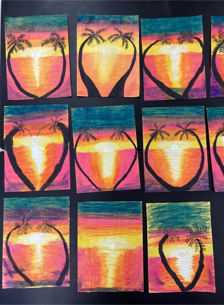 oil pastels, charcoal pencil and paint 