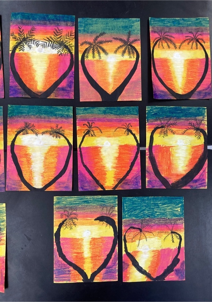 oil pastels, charcoal pencil and paint 