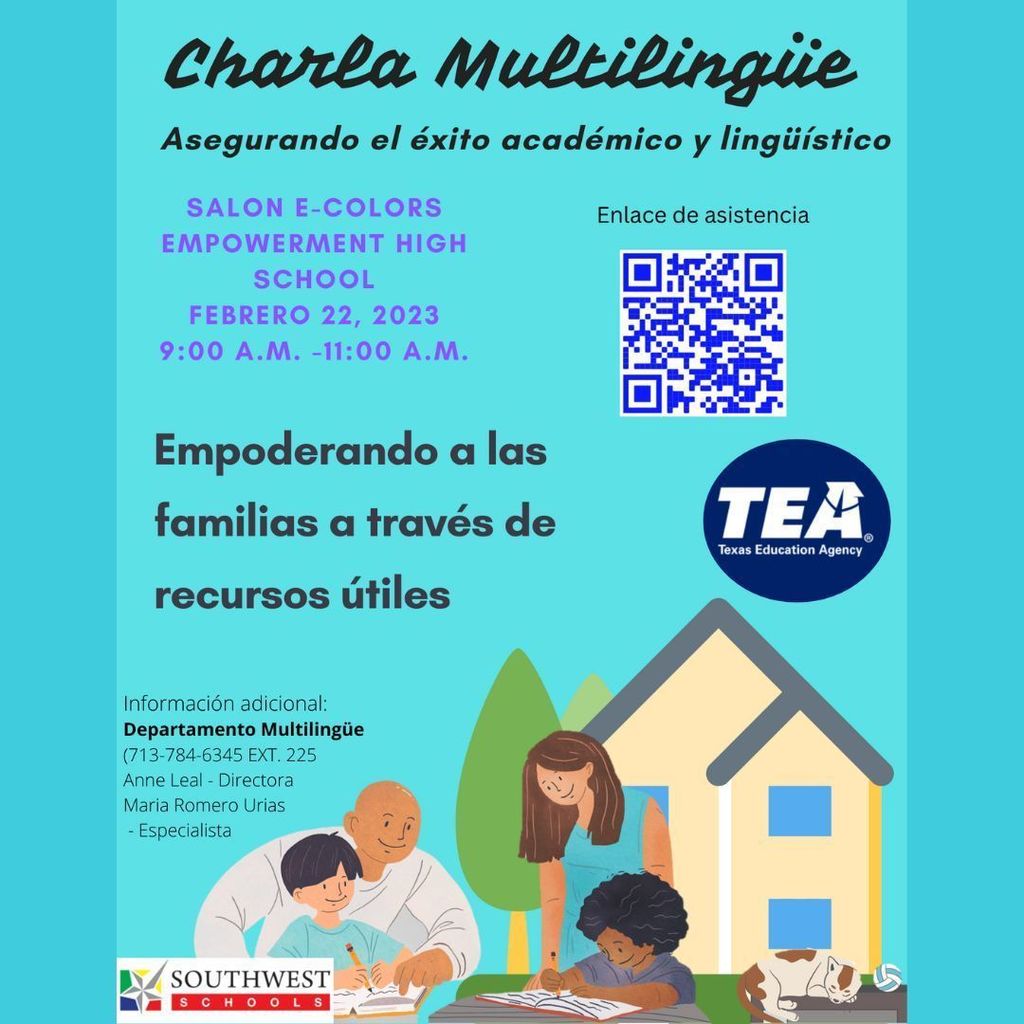 Join us for our Multilingual Chat on Wednesday, February 22, 2023, in person. 9:00 AM - 11:00 AM Vengan a nuestra Charla Multilingüe el miércoles 22 de febrero de 2023, en persona. 9:00 AM - 11:00 AM