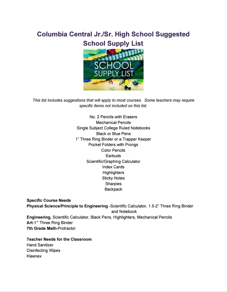 2019-2020 Supply List