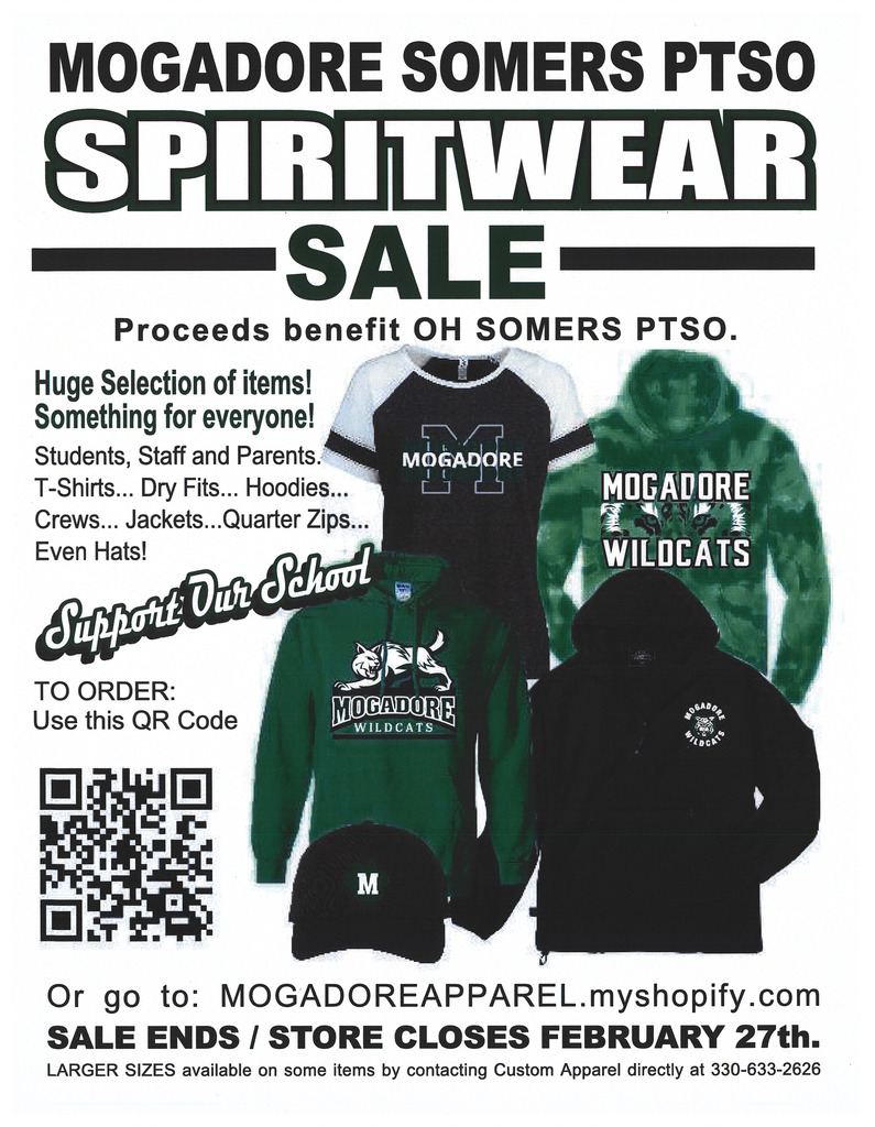 Flyer: Mogadore Somers PTSO Spiritwear Sale
