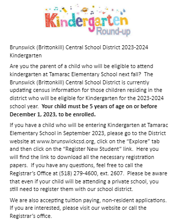 Kindergarten RoundUp