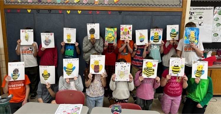 students with bee mine paintings