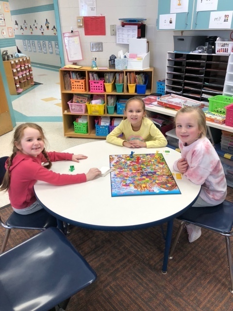 Children playing a board game