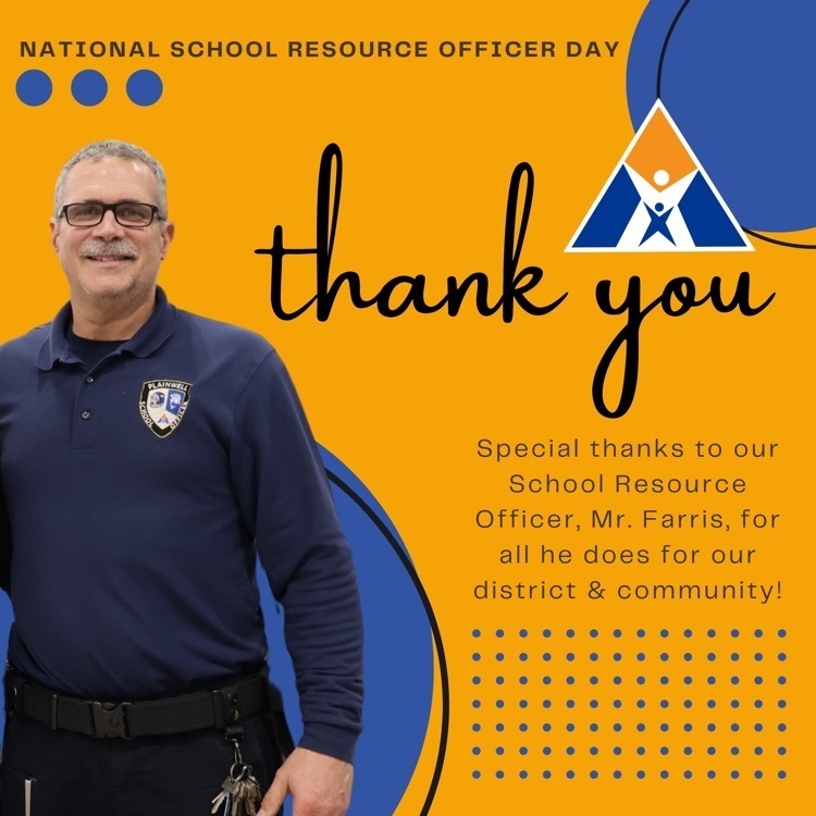 National school resource officer day - thank you - special thanks to our school resource officer, Mr. Farris, for all he does for our district & community!