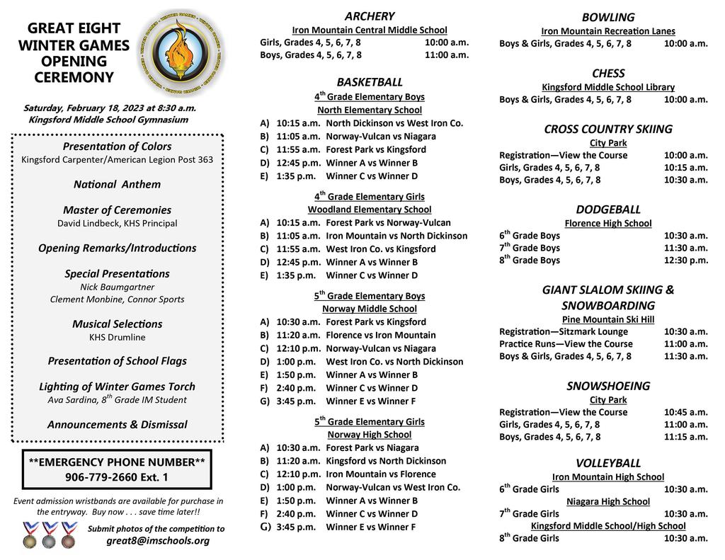 Great 8 schedule of events