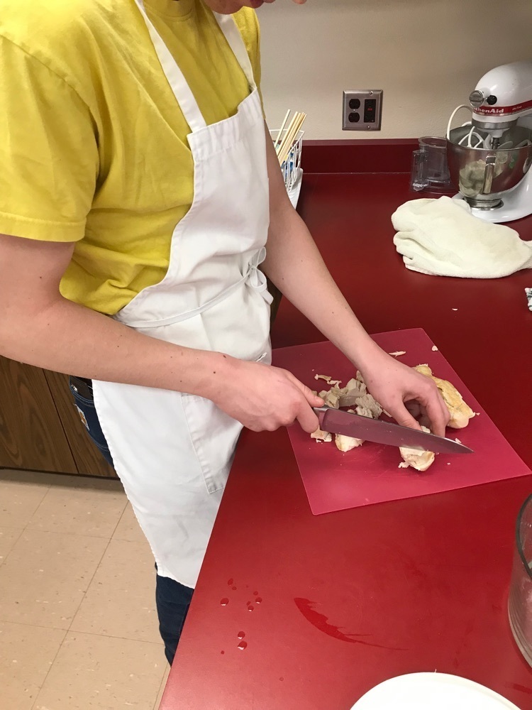 student chopping
