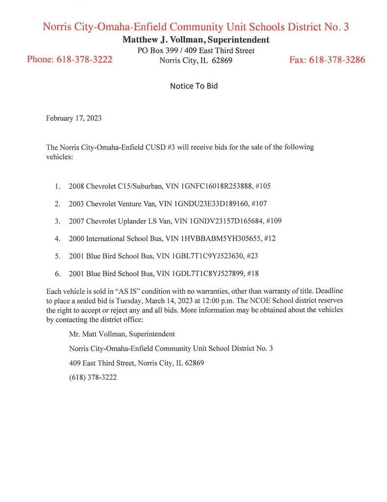 Notice To Bid