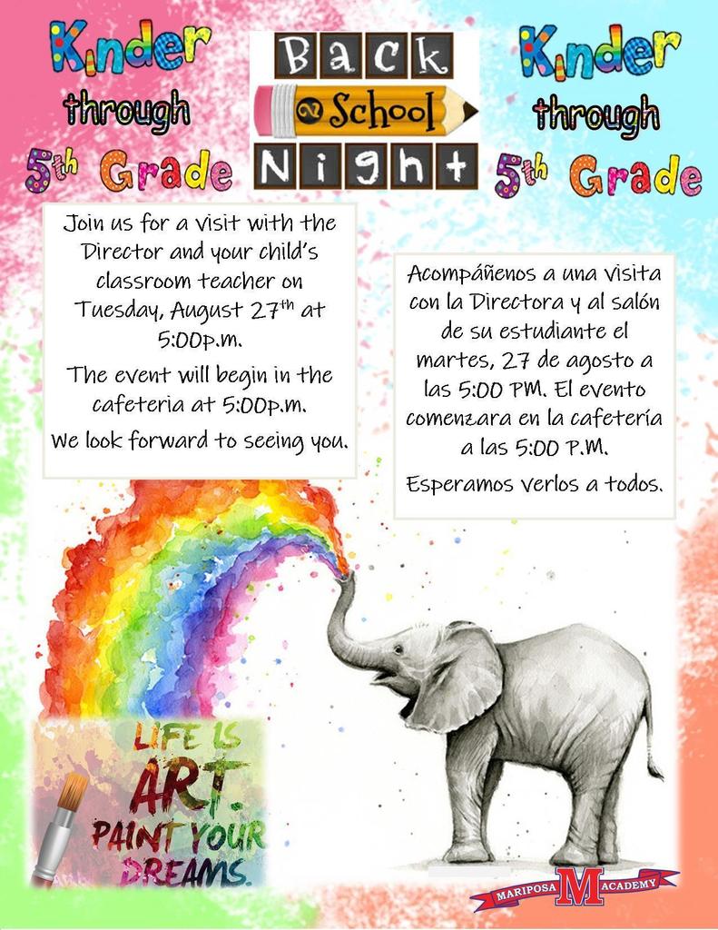 Back to School Night K-5th