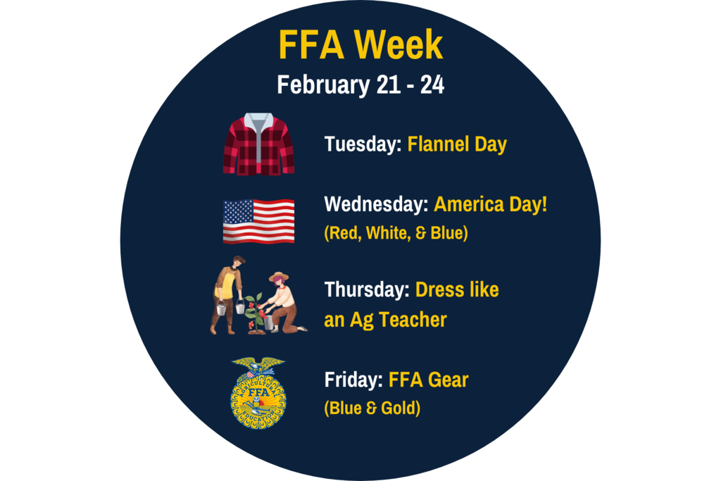 FFA Week, Flannel shirt, American flag, two farmers with a tomato plant, FFA badge
