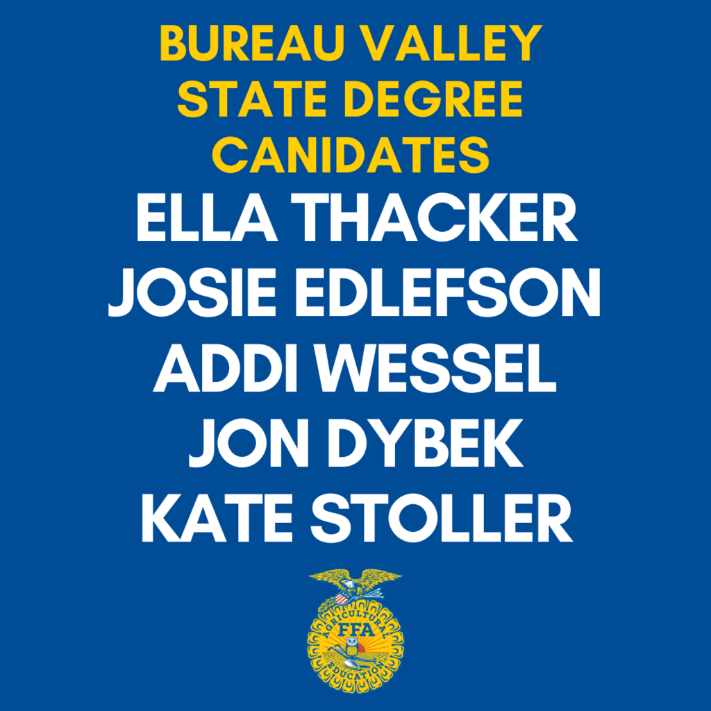 5 BV FFA Members interviewed or their IL State FFA Degree! Congratulations to these students! 6 BV FFA Members competed in the Section 3 Proficiency Competition. 4 of the members received first and will compete at the district level on March 8!