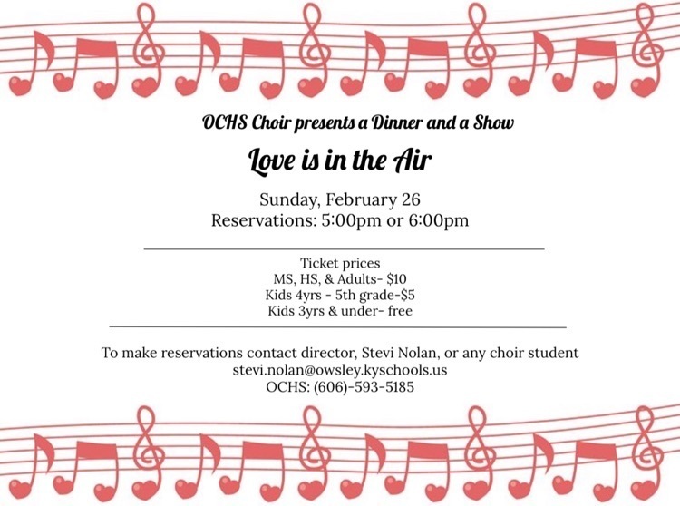 OCHS Choir Dinner and a Show fundraiser