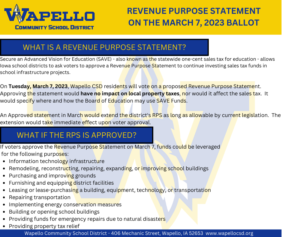 Revenue Purpose Statement Election March 7, 2023