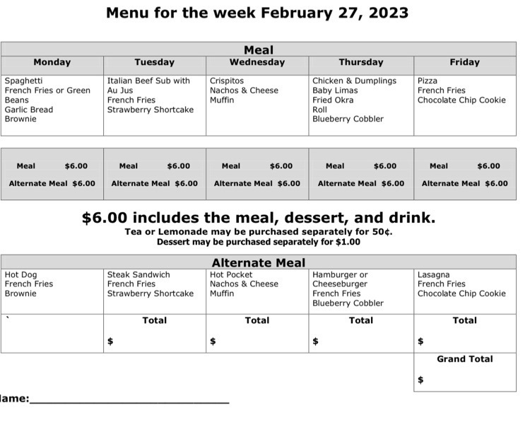 menu