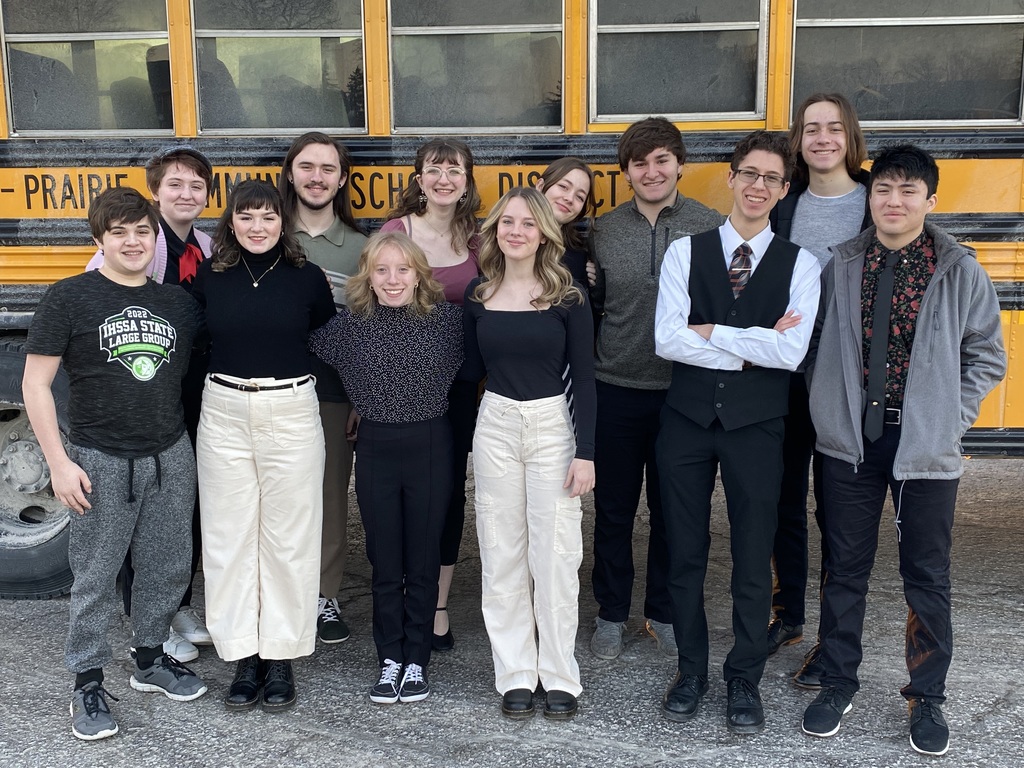 The Mid-Prairie 2023 Individual Events Speech Team: Logan McClellen, Isadora Goode, Avery Slaubaugh, Jimmy Rempel, Jillain Clark, Kenadi Fay, Caroline Schrader, Harlie Gehling, Jack Greiner, Jacob Carrillo, Haydon Bailey, Daniel Rodgers.