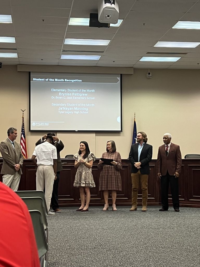 District student of the month, Legacy's Ja'Nayan Manning being honored by the school board