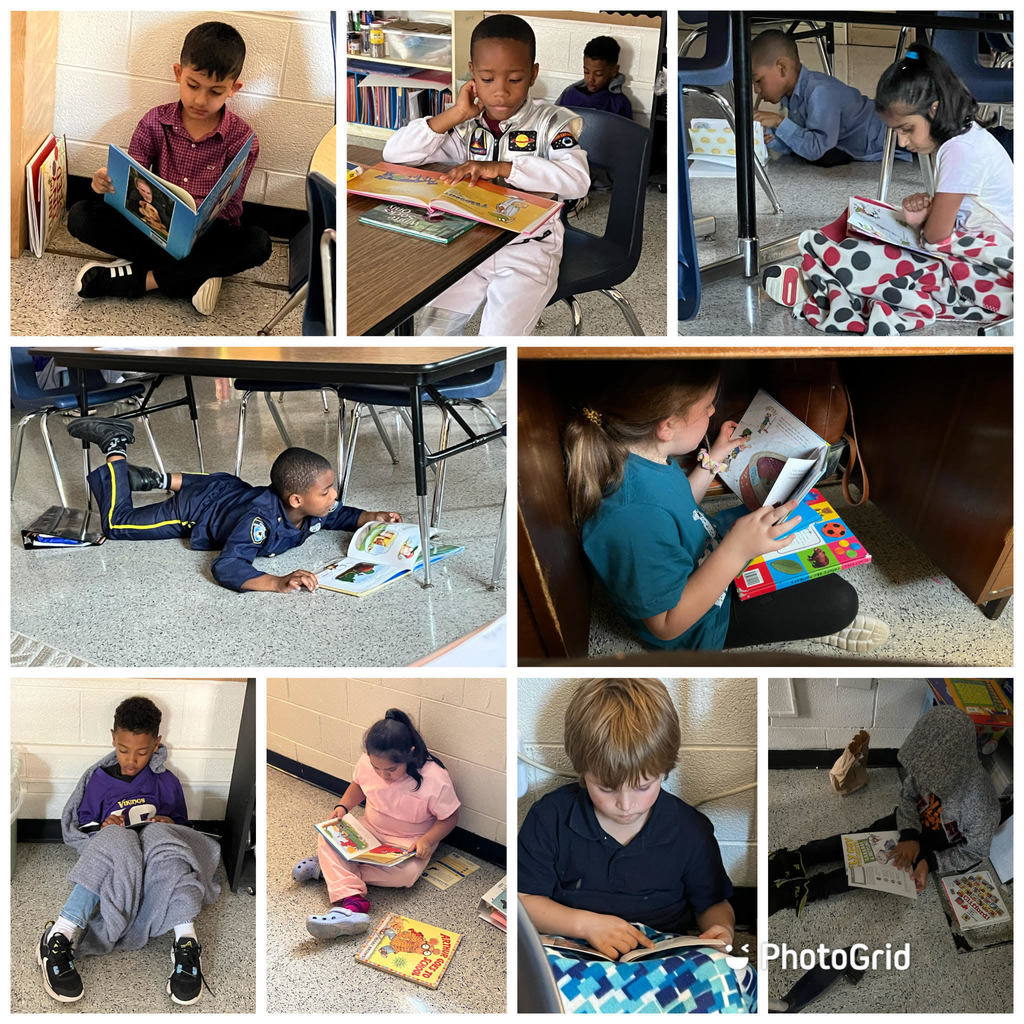 students reading