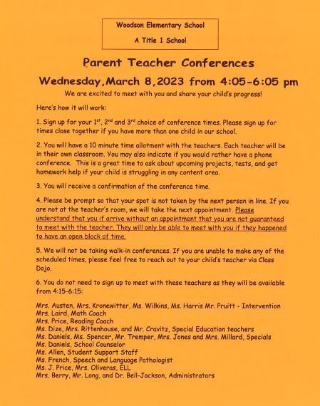 Parent Teacher Conference Flyer in English