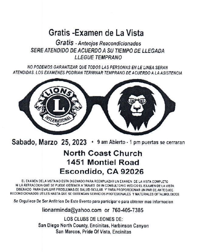 Examen de la Vista Marzo  25 2023
