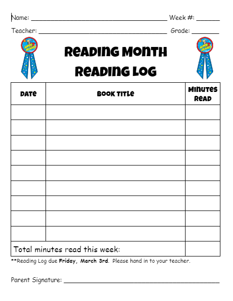 Pine Avenue Reading Log