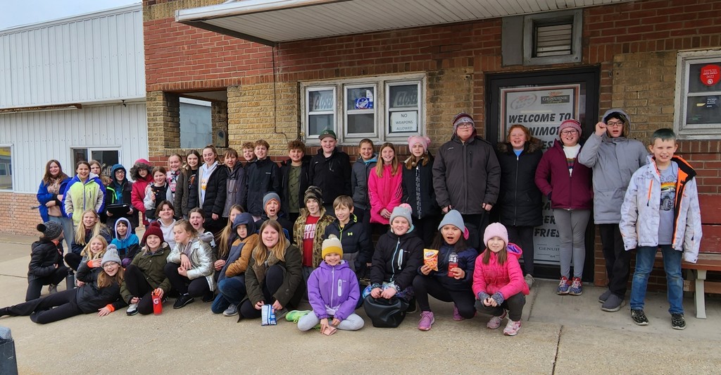 Students pose a picture outside the Fennimore Lanes