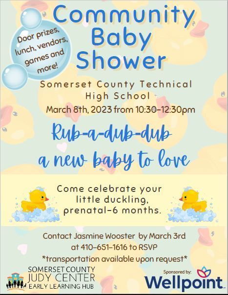 Community Baby Shower flyer in English