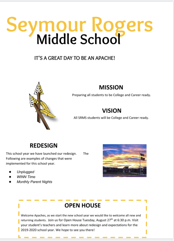 SRMS invites our Parents to Open House!!