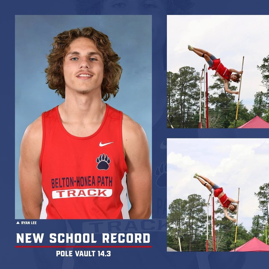 Congratulations to Ryan Lee on setting a new school record in Pole Vault this past Saturday at Pendleton. Ryan set the record last year with a vault of 13 Feet. Saturday, he cleared 14 ft and 14.3 ft. 