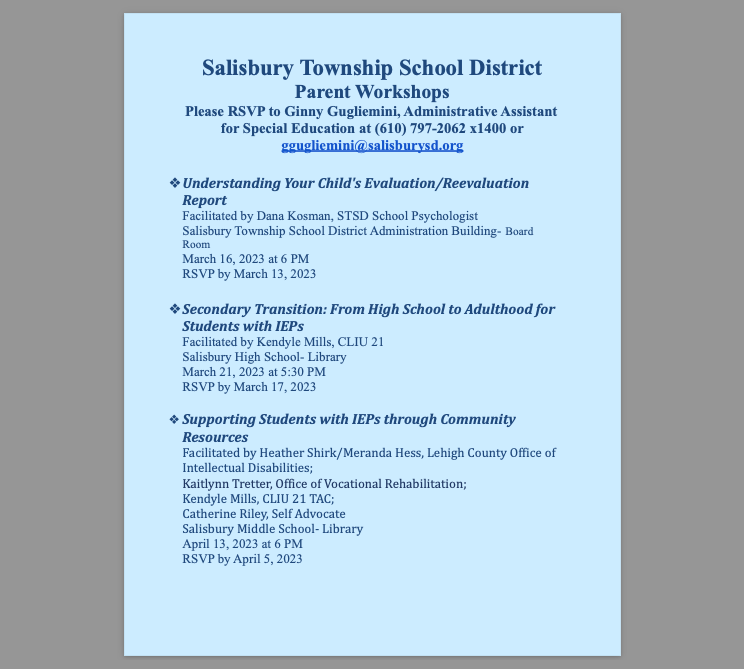 Parent Workshops Flyer