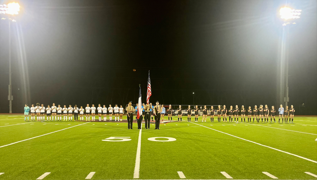 Lady Raider Soccer and members of Legacy ROTC presenting the colors