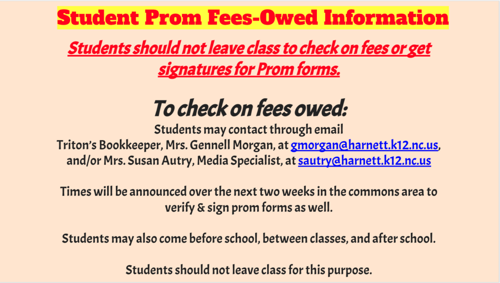 Prom Fees Owed Contacts