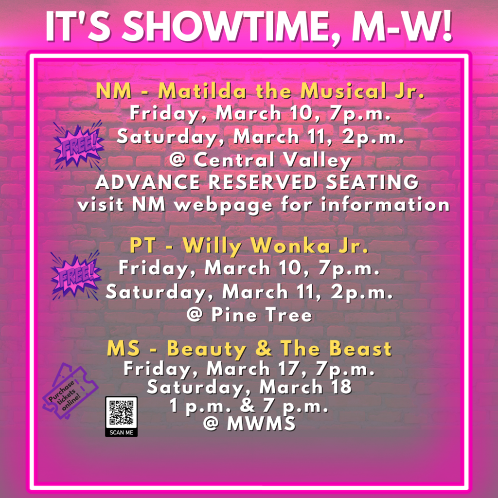 Show times for upcoming musical productions