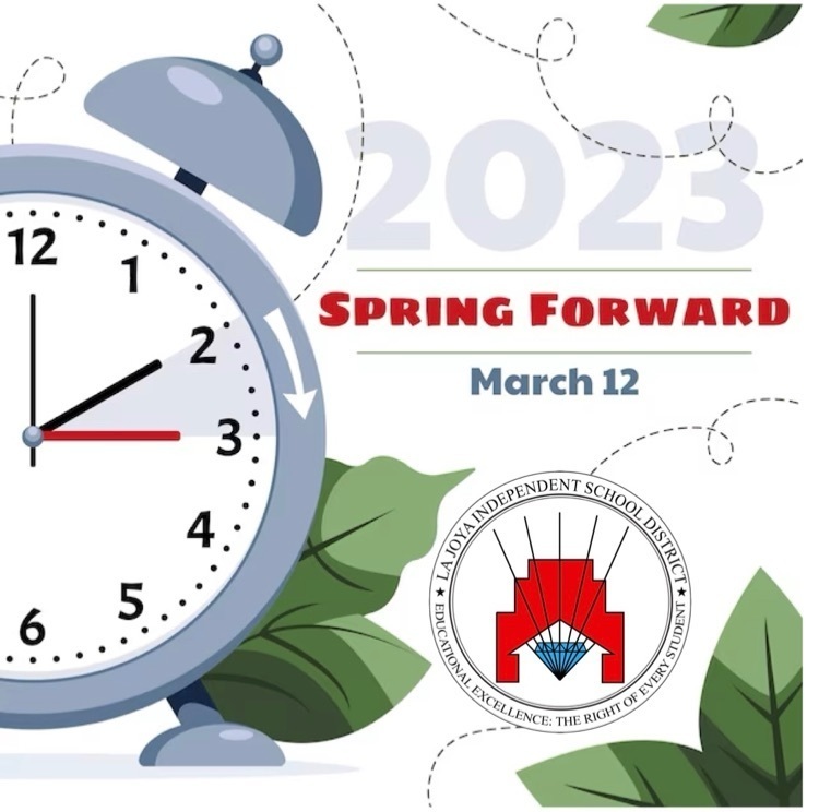 Don't forget! It's time to spring forward and move up your clock by 1 hour before you go to bed on today..