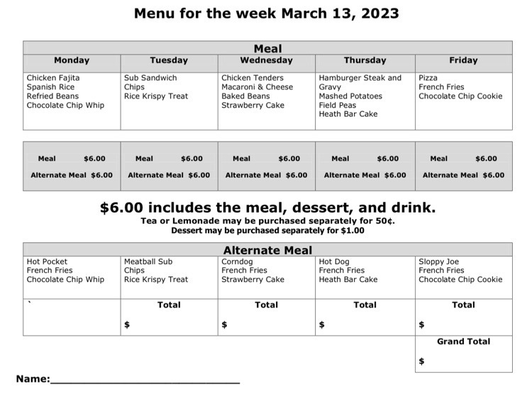 menu