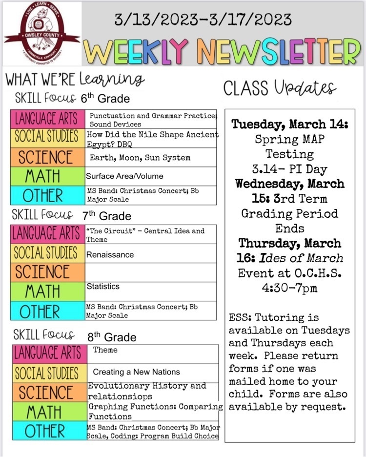 OCMS Weekly Newsletter