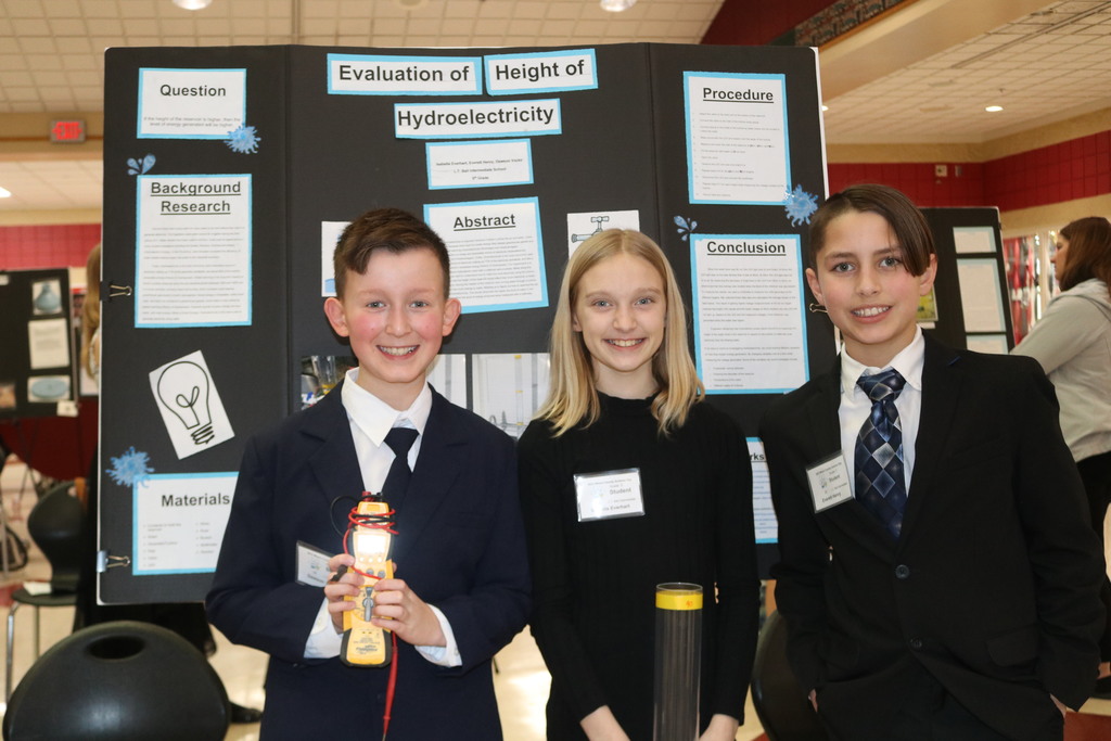 Three students at science fair.