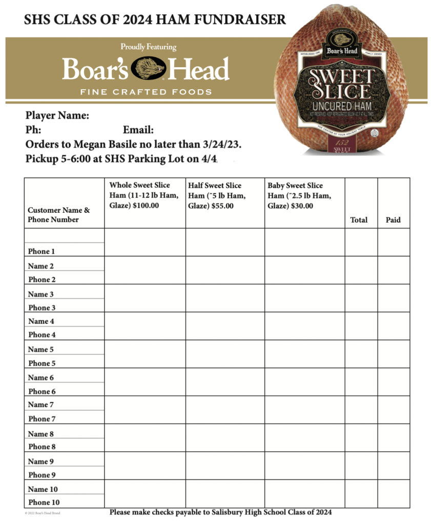 Class of 2024 Ham Sale Order Form