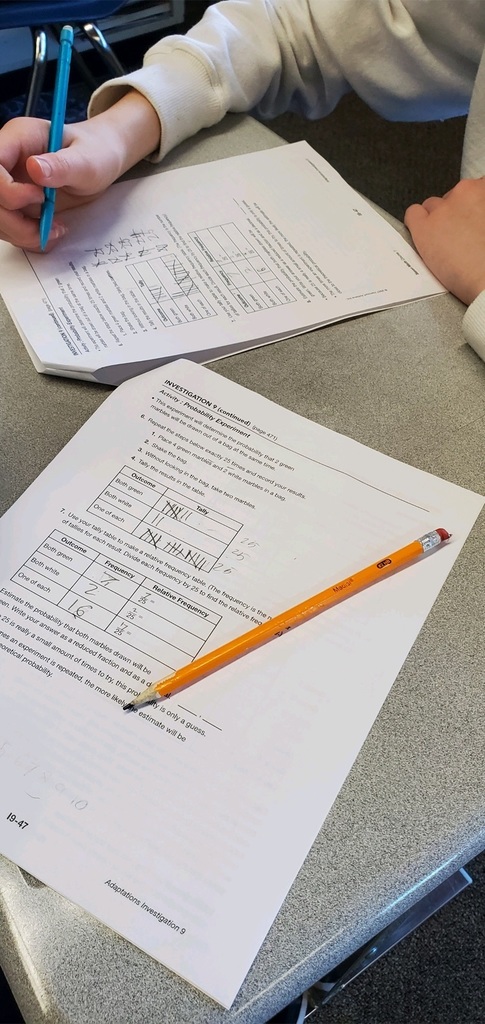 What is the probability that the paper picked will be green? 6th graders conducted a probability experiment and discovered how estimates of probability can be derived from data and frequency tables.