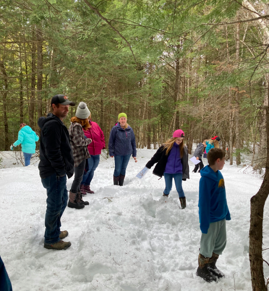 Parents and students on the nature trail