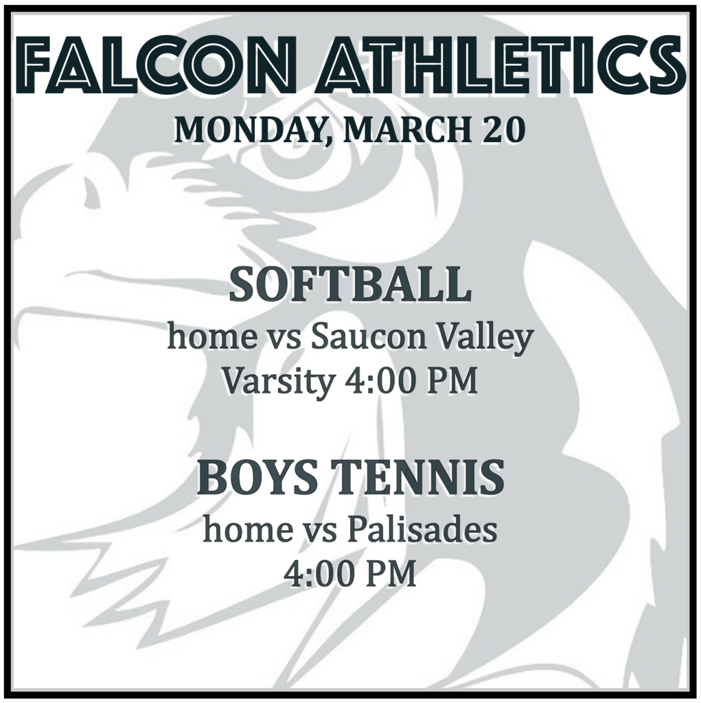 SOFTBALL home vs Saucon Valley: Varsity 4:00 PM. BOYS TENNIS home vs Palisades: 4:00 PM.