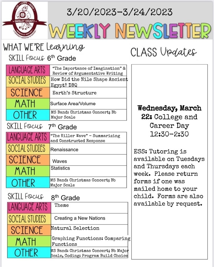 OCMS Weekly Newsletter