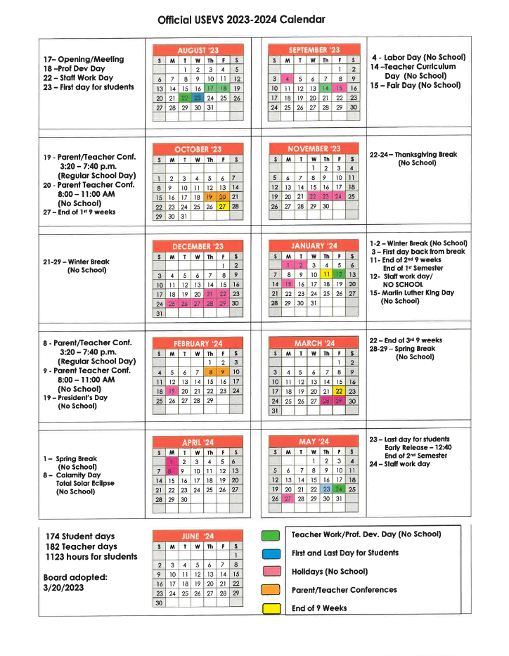 school calendar