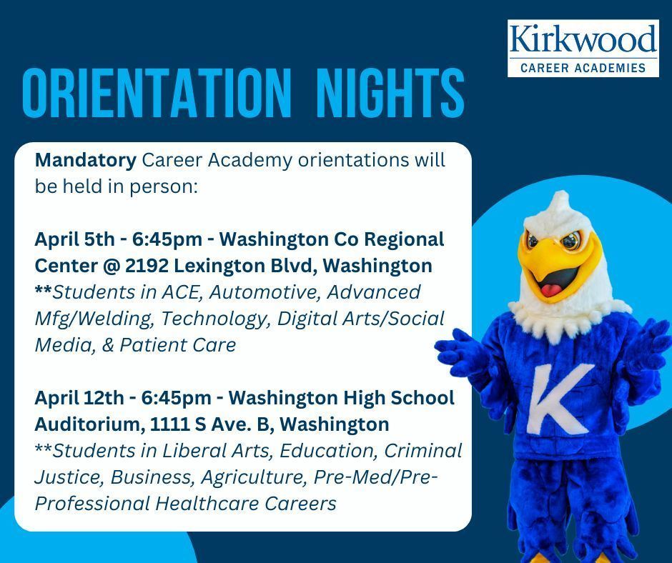 Kirkwood orientation night information flyer