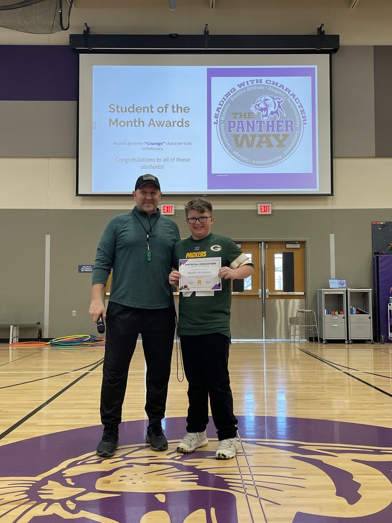 Phy. Ed. award winner for March 5th grader Brady Peterson