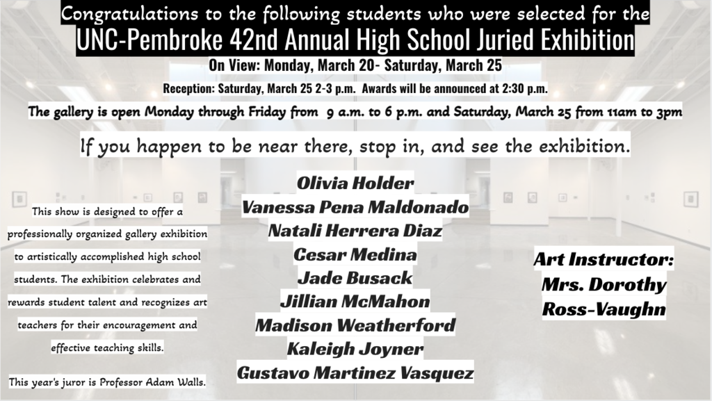 Art Student Exhibit at UNC-P