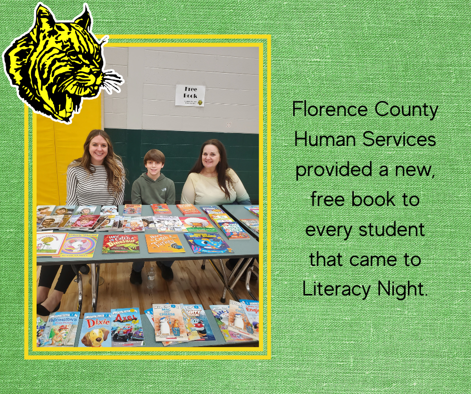 Florence County Human Services provided a new, free book to every student that came to Literacy Night.