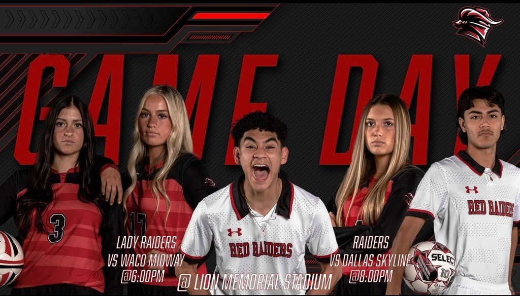 Join us in Ennis, TX tonight as both Red Raider soccer teams compete in the 2nd round of playoffs! We will play Waco Midway at 6pm and the guys will play Dallas Skyline at 8pm. Let’s go Raiders!! ⚽️❤️